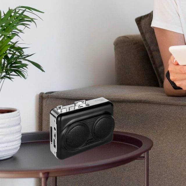 Ethern Cassette Player Stereo Double Speaker Volume Control Cassette Audio Music Player Black