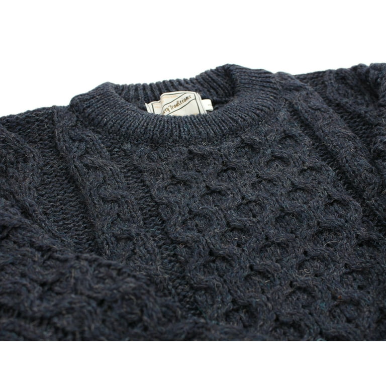 New Aran Sweater 100% Wool Unisex Made in Ireland Kerry Woollen