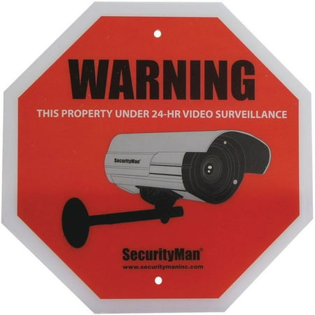 SecurityMan SIGN2PK-EN 2pcs pack surveillance warning sign-English Red