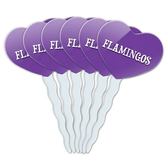 Flamingos Heart Love Cupcake Picks Toppers - Set of 6