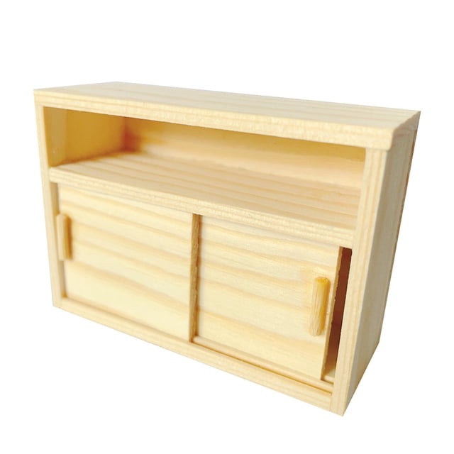 1/12 Casa de Muñecas en Miniatura Modelo de Madera Maciza Estante de Exhibición para El Hogar Adornos CUTICAT Gabinete de casa de muñecas