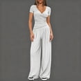 thumbnail image 4 of Spring and Autumn Wide-Leg Pants Set for Women, Short-Sleeved Sportswear Two-Piece Set for Various Occasions, Casual Commuting, 4 of 10