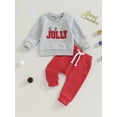thumbnail image 4 of Baby Girls Boys Christmas Outfits6 12 18 24M 3T Letter Embroidery Long Sleeve Sweatshirts Long Pants 2Pcs Fall Clothes Set, 4 of 10