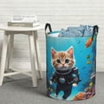 thumbnail image 6 of Fuzoiu Underwater Diving Cat Print Circular Hamper,Laundry Basket with Handle,Collapsible Laundry,Dirty Clothes Storage Basket,for Bedroom Bathroom Dorm Living Room-Small, 6 of 6