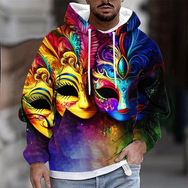 Sudadera con capucha para hombre, estilo casual, con cuello redondo, estampado, manga larga, blusa de poliéster