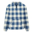 thumbnail image 5 of Mens Plaid Flannel Hoodies Quarter Zip Trendy Sweatshirts Casual Pullover Long Sleeve Tops Stylish Loose Fleece Shirt Outfit (2XL, Blue#A), 5 of 6