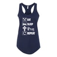 thumbnail image 2 of Eat Sleep Pray Repeat for Christians Faith | Womens Inspirational/Christian Jersey Racerback Tank Top, Navy, X-Large, 2 of 3