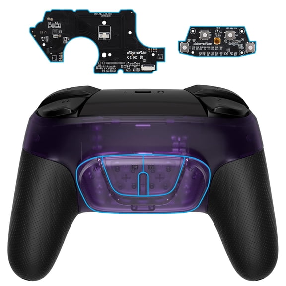 eXtremeRate Back Buttons Attachment for Nintendo Switch Pro Controller, Clear Atomic Purple Back Paddles Programable RISE4 Remap Kit for Switch Pro Controller - Controller NOT Included