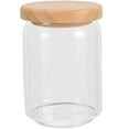 thumbnail image 1 of Glass Storage Jar With Wood Lid Airtight Sealed Clear Coffee Bean Canister, 1 of 9