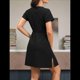 thumbnail image 4 of Vestido de Mujer con Cuello en V y Corta, Color Negro, Talla XL, 4 of 5