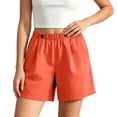 thumbnail image 5 of Costeam Womens Summer Linen Casual Shorts Solid Color Loose Fit Straight Hem with Side Pockets Elastic Waist Lightweight Breathable Soft Relaxed Fit Short Bottoms, 5 of 6