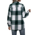thumbnail image 4 of Sunisery Women's Plaid Shacket Jacket Flannel Long Sleeve Shirt Lapel Button Down Loose Coat with Pockets, 4 of 6