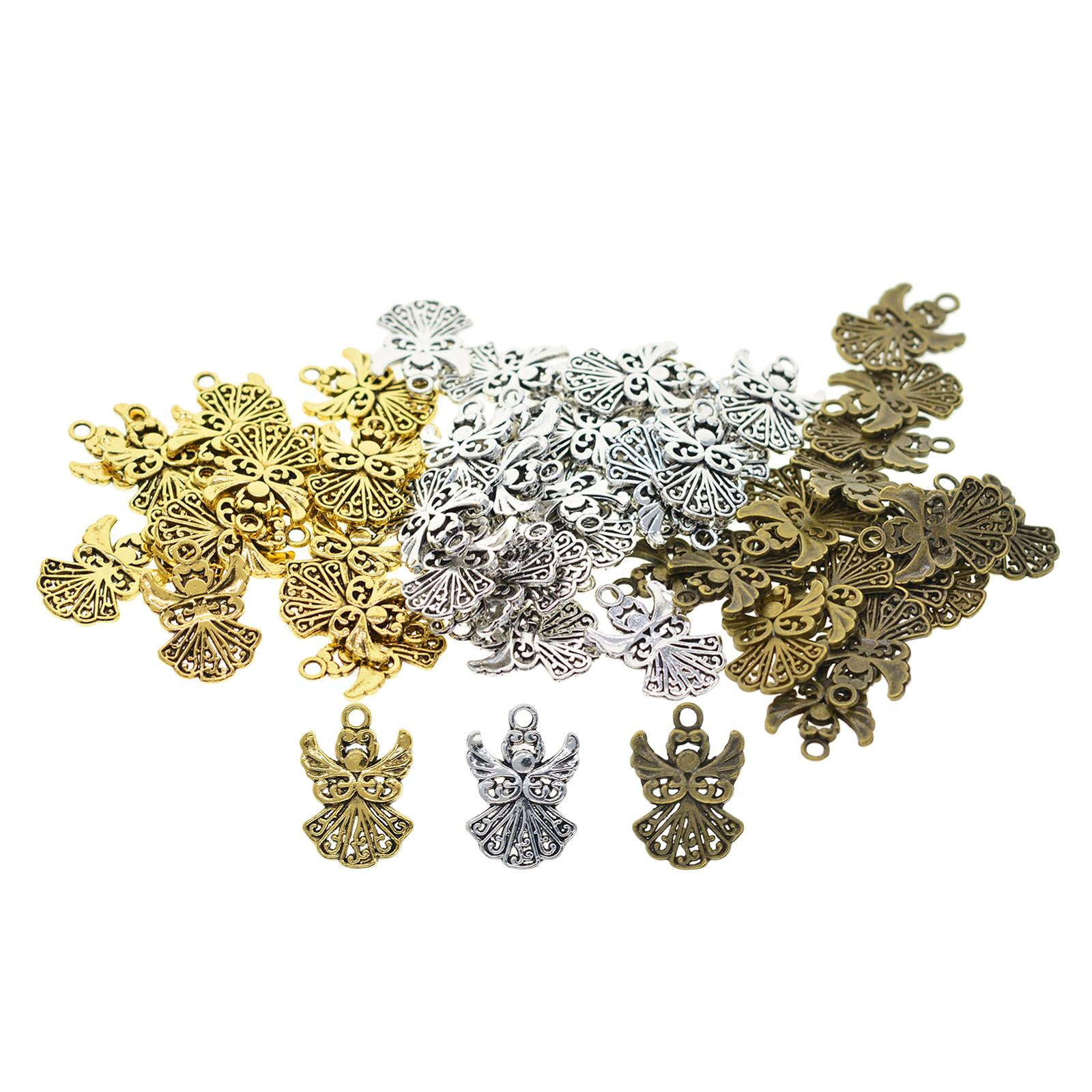 KLKCMS 120 Pieces Antique Angel Charms Pendants Golden Copper