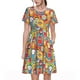 thumbnail image 1 of Easygdp Boho Cute Owls para Vestido Transpirable de Mujer, Vestido Suelto de Manga Corta con Pliegues y Bolsillos para el Verano, 1 of 6