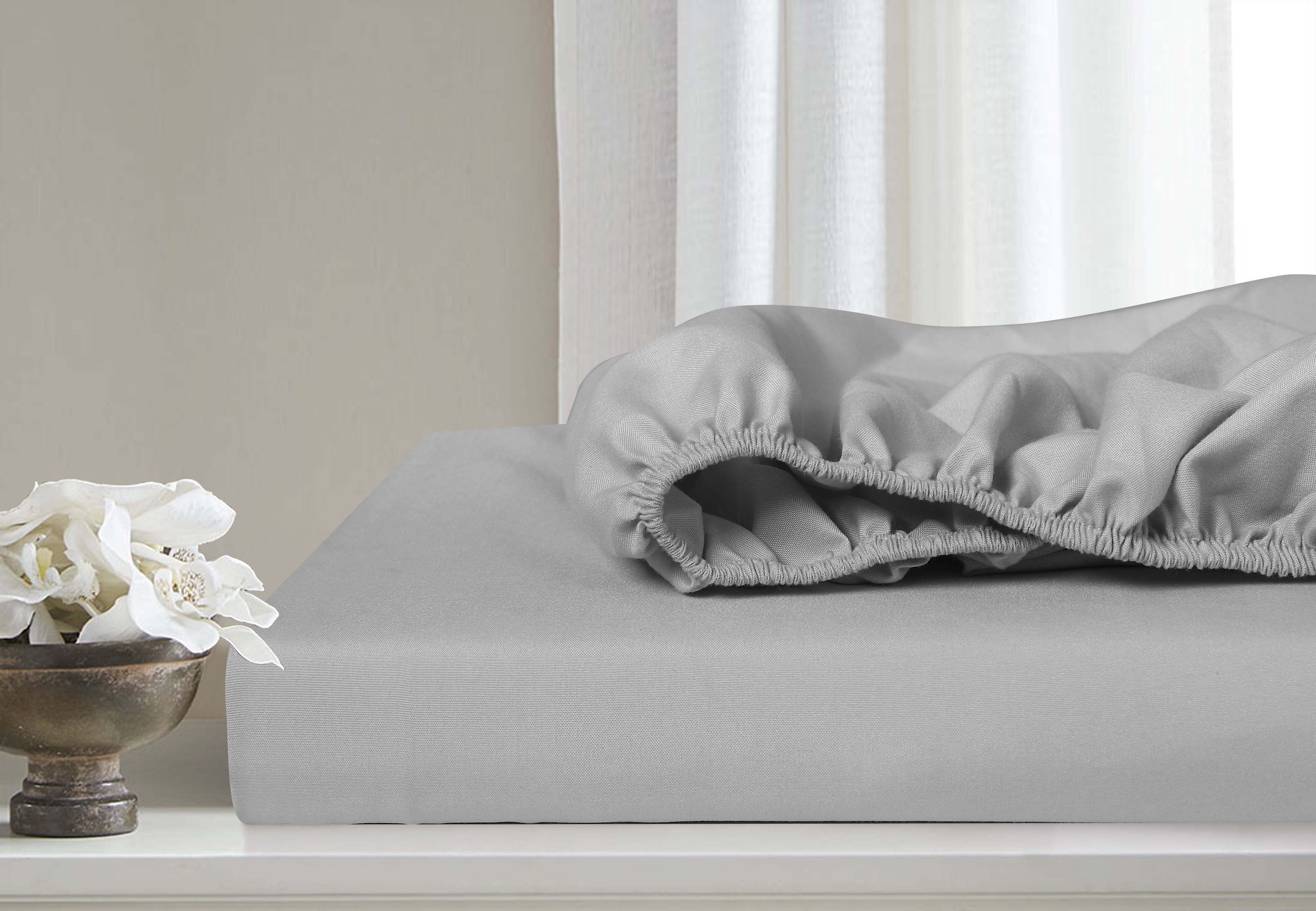 Swift Home Basic Ensemble de draps 4 pièces format lit double, ultra doux, poches profondes, entretien facile, ensemble de literie, gris pâle