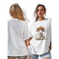 thumbnail image 7 of Women's T-Shirt Cute Little Sheep Daisy Flowers Short Sleeve Casual Tee Classic Crew Neck T Shirt for Women White, S, 7 of 7