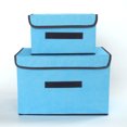 thumbnail image 1 of Boîte de Rangement en Deux Parties, Couleur Unique, Tissu de Haute Qualité, avec Couvercle (Bleu), 1 of 1