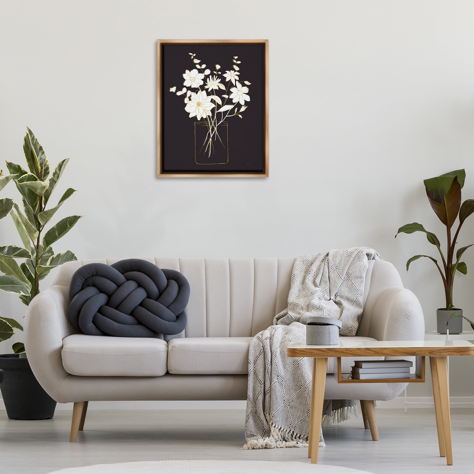 Stupell Industries Classy Jar of Flowers Botanical & Floral Painting Brown Floater Framed Art Print Wall Art, 25 x 31