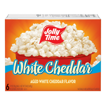JOLLY TIME White Cheddar Microwave Popcorn, 2.9 oz, 6 Ct. Gluten-Free, Non-GMO