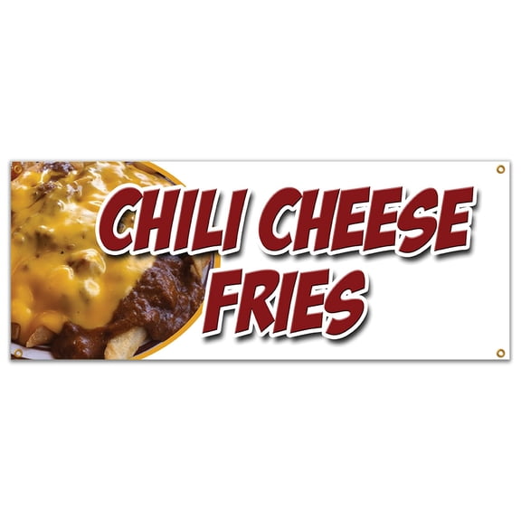 CHILI CHEESE FRIES BANNER SIGN snack melted mexican food tacos tex mex
