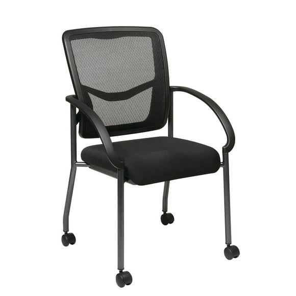 Chaise d’invité avec dossier ProGrid et roulettes, noir