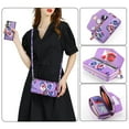 thumbnail image 6 of ELEHOLD Multi-Functional Wallet Case for Samsung Galaxy S22 Ultra 6.8", Large Capacity 14 Card Slots Magnetic Detachable Phone Case with Wristband Shoulder Strap Luxury Flower Purse Case, Purple, 6 of 10