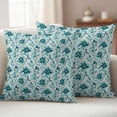 thumbnail image 6 of 2 Pack Outdoor Waterproof Throw Pillow Covers,Ombre Turquoise Wild Flower Decorative Square Pillow Case Patio Pillowcases for Chair Couch Sofa 18x18in, 6 of 9