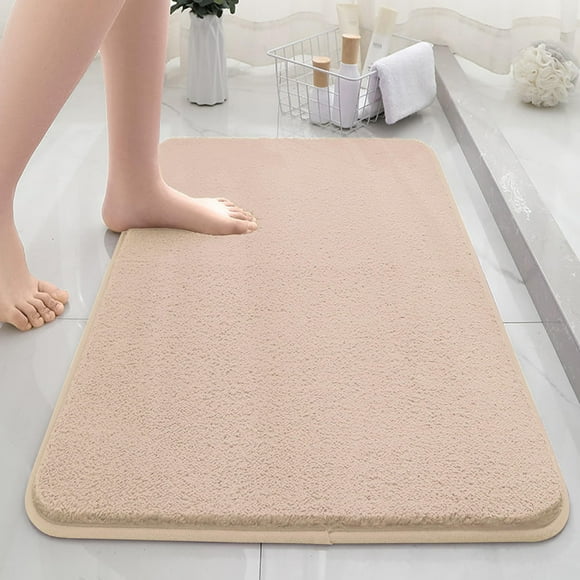 Alfombra de baño Voofly de felpa, absorbente de agua, color canela claro