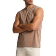 thumbnail image 4 of Dolkfu Cotton Men Tops And Shirts Crew Neck Retro Vintage Brown Sleeveless Pull-on Solid Fashion Leisure Modern Tank Tops Coffee,M, 4 of 5