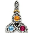 thumbnail image 2 of 14K/Silver Two-Tone Sterling Silver & 14K Three-Stone And Diamond Mother's Pendant Semi-Mount (13 X 13) Made In Thailand qmpd28/3, 2 of 5