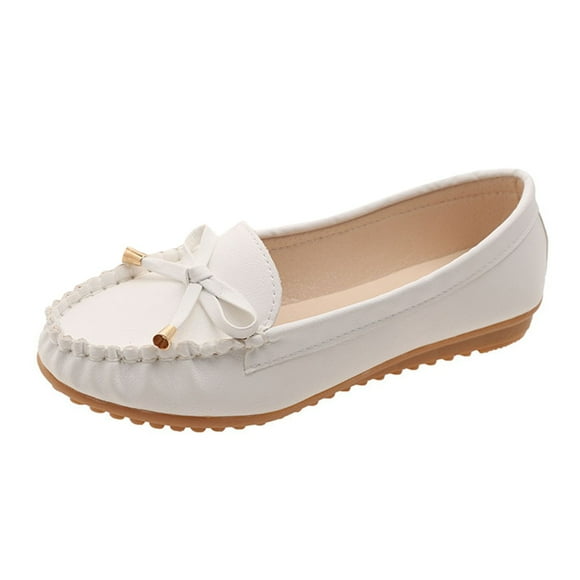 Cathalem Women's Ballet Flats Dress Shoes Casual Mary Jane Light Ballet Flats,White 38