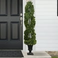 thumbnail image 2 of Northlight Real Touch™ Artificial Cedar Double Spiral Topiary Tree in Pot, Unlit - 4.5', 2 of 7