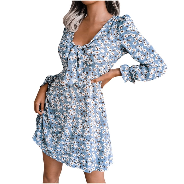 CEHVOM Robe Plissée en Chiffon Aguichant à Col en V pour Femmes Automne et Hiver