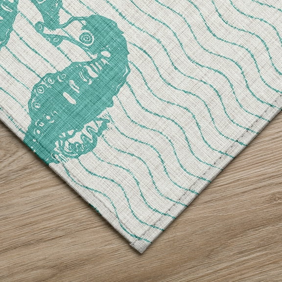 Addison Rugs Indoor/ Outdoor Surfside Seahorses Washable Rug New Aqua - 10' x 14'
