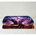 thumbnail image 2 of 3D Dragon Lovers Fuzzy Blanket Purple Fire Dragon Fleece Blanket Room Decor, Pattern Throw Blanket Cool Dragon and Feather Sherpa Blanket, 2 of 5