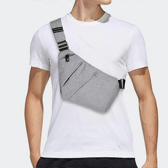 Multi-Pocket Shoulder Bag, Sling Crossbody Bag, Mini Shoulder Bags, Men'S Bag Small, Anti-Theft Chest Bag For Men (Gray)