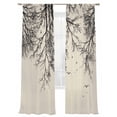 thumbnail image 7 of Beige Black Branches Sheer Curtains 108 Inch Length 2 Panels Set, Botanical Dead Tree Birds Voile Window Treatment Semi Sheer Long Curtains Drapes for Bedroom/Living Room/Kitchen 52"x108"x2, 7 of 7