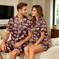 thumbnail image 4 of Women's Printed Halloween Pajama Set Ghost Pumpkin Print Short Sleeve Button Top Shorts Women Pjs Sets, 4 of 6