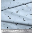 thumbnail image 2 of Soimoi Blue Rayon Fabric Black Sketch Feather & Dots Decor Fabric Printed Yard 56 Inch Wide, 2 of 3