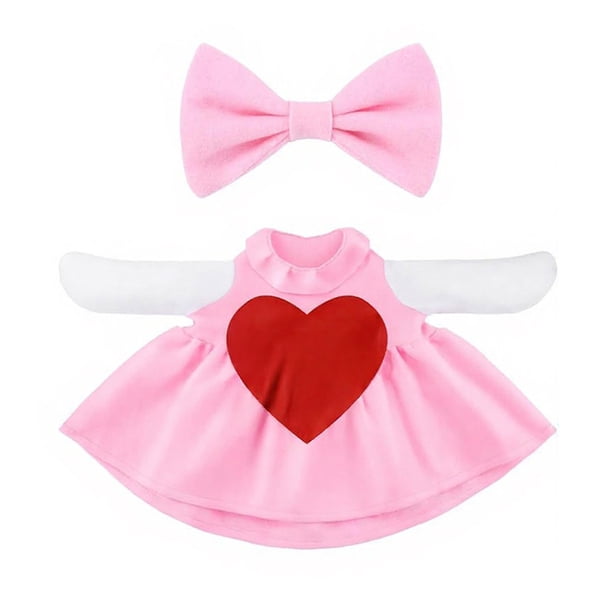 Disfraz de ganso para San Valentín, para porche de 23 pulgadas, diseño de corazón rosa suave, con lazo, para decoración de jardín al aire libre.