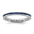 thumbnail image 1 of Solid 925 Sterling Silver Stackable Created Sapphire Blue September Gemstone Ring Eternity Band Size 7, 1 of 6