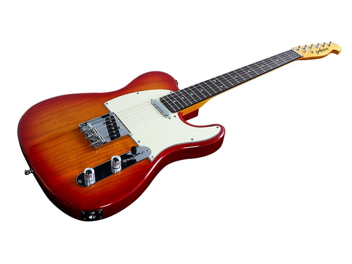 Monoprice Retro DLX Plus Solid Ash Electric Guitar - Cherry Burst, With Gig Bag, Ash Body, Maple Neck, Professionally Set-up in the US - Indio Series