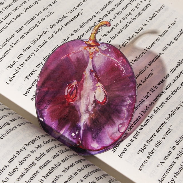 Grape Fruit Shaped Acrylic Bookmark Translucent Page Marker, Sturdy Anti-Scratch Book Accessory, Lightweight Portable DIY Craft Gift for Readers Students Teachers School Office Daily Reading