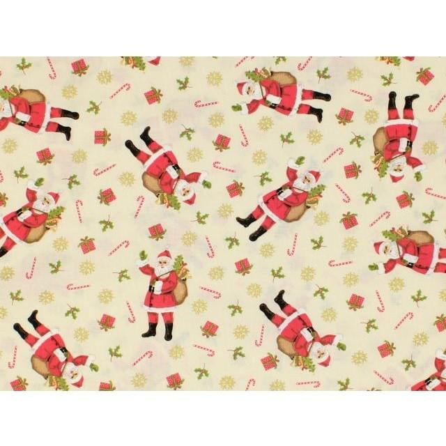 Santa's Christmas Fabric Panel 100% cotton snowmen Nutcracker reindeer 