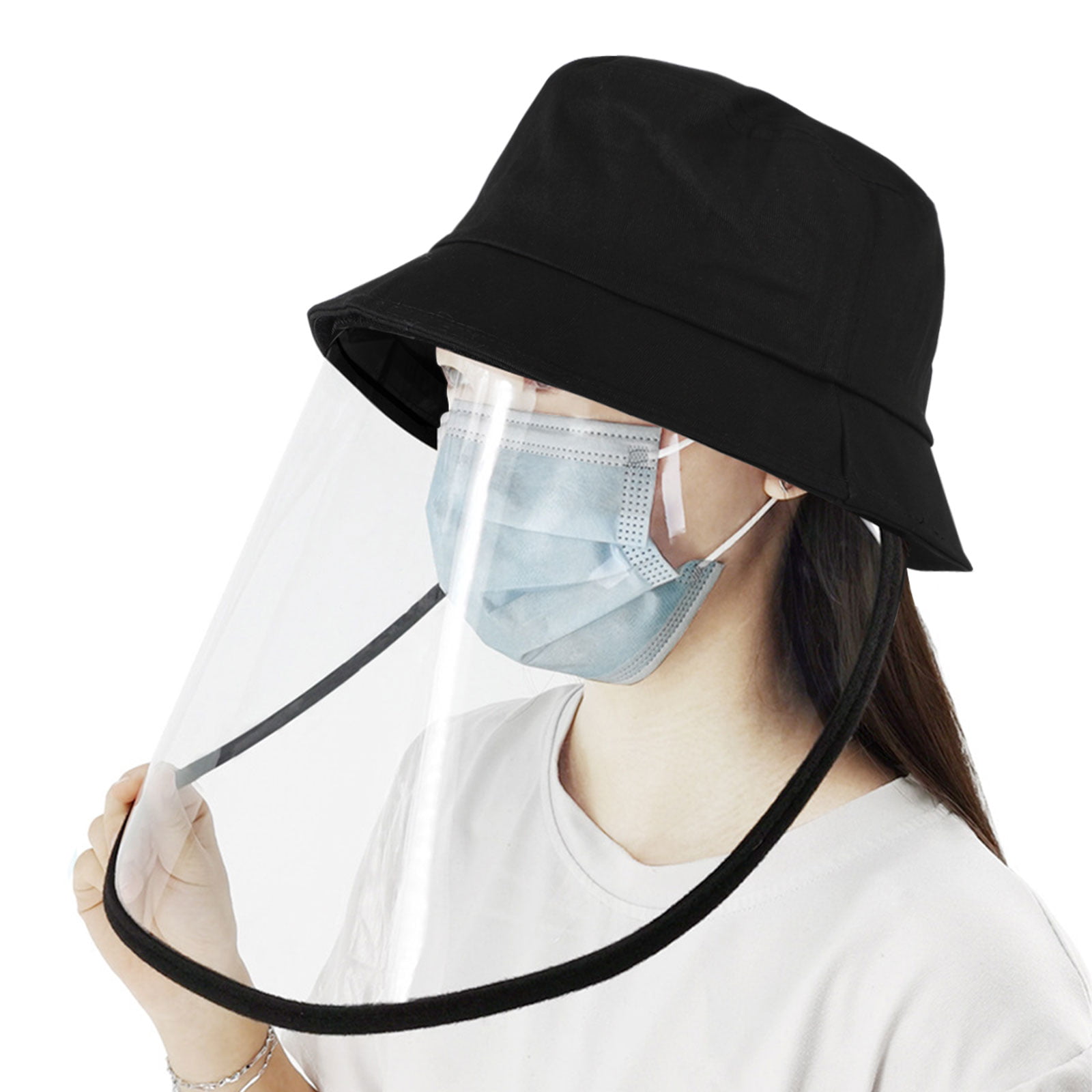 Fashion Fisherman Cap Full Face Covering Removable Shield Visor Sun Bucket Hat 