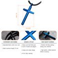 thumbnail image 5 of 555Jewelry Stainless Steel Waterproof Adjustable Black Cord Rope Unisex Cross Necklace, Blue, 5 of 6
