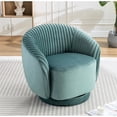 thumbnail image 2 of Silla de barril giratorio de terciopelo de 366 grados, sillón moderno de acento plisado con base resistente y cojín acolchado grueso, 2 of 5