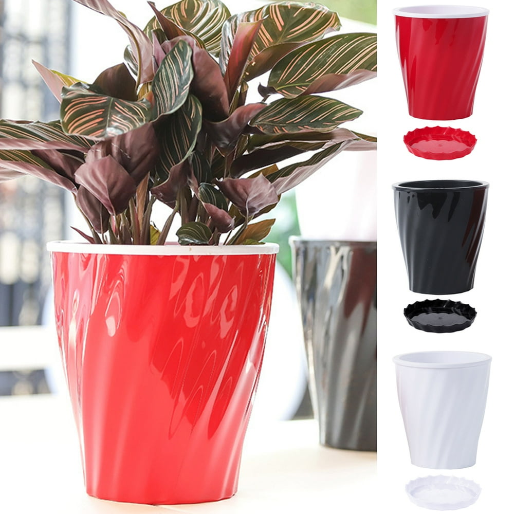 Cheer.US Resin Planter, Flower Pot Indoor Modern Decorative Plastic Pots for Plants with