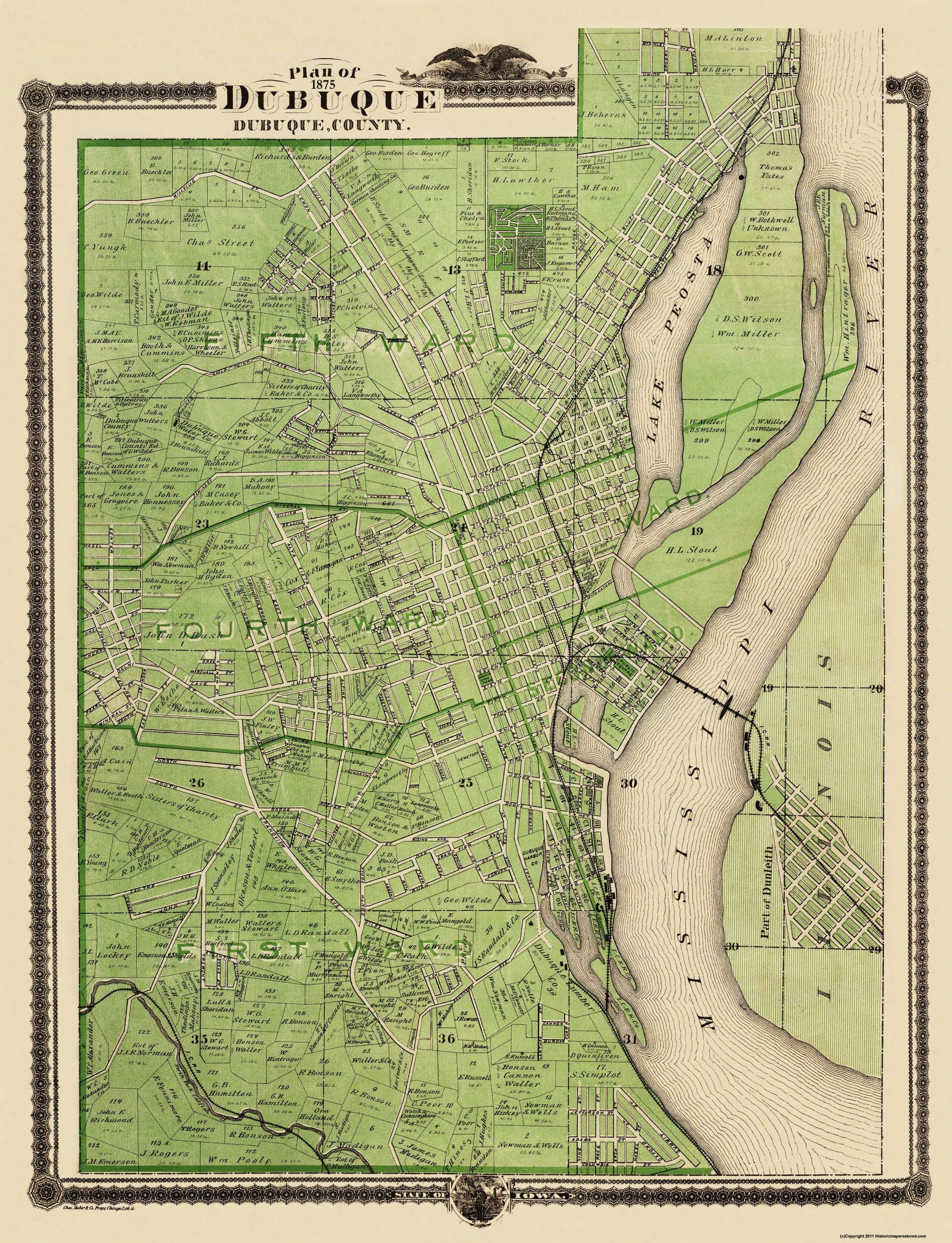 Dubuque County Iowa - Shober 1875 - 23 x 30 - Matte Art Paper - Walmart.com