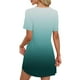 thumbnail image 5 of Vestido de Verano de Manga Corta Estampado Gradiente Cuello Redondo Vestido Plisado Delantero con Bolsillo, Poliéster, 5 of 9